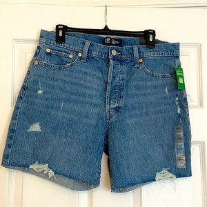 NWT Gap Denim Shorts medium wash cutoff stretch 12 distressed